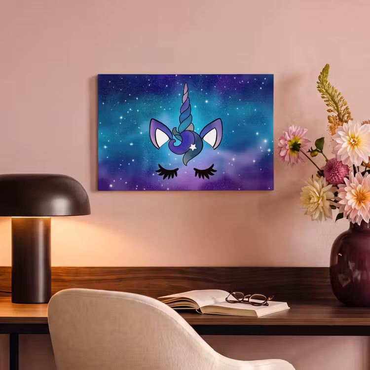 Canvas schilderij - Eenhoorn - Sterrenhemel - Ster - Blauw — 4