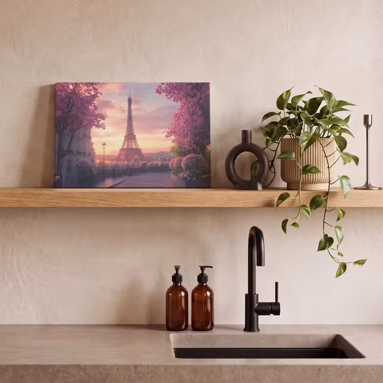 Canvas schilderij - Eiffeltoren - Parijs - Roze — 3