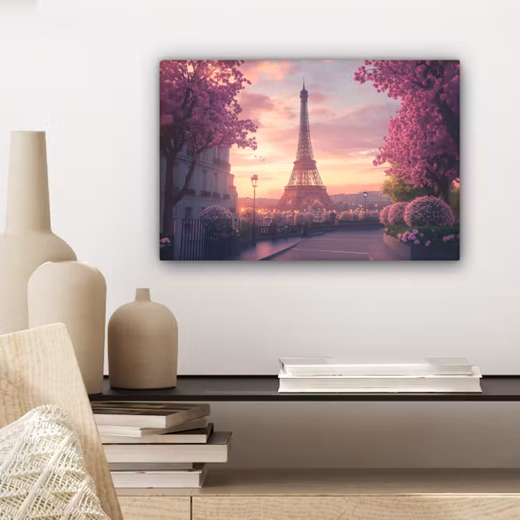 Canvas schilderij - Eiffeltoren - Parijs - Roze — 5
