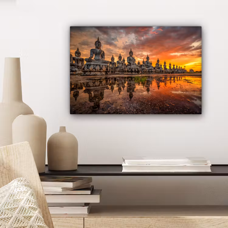 Canvas schilderij - Boeddha beelden - Zonsondergang - Water - Boeddhisme — 5