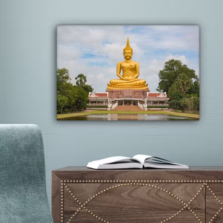Canvas schilderij - Boeddha - Buddha beeld - Goud - Religie — 4