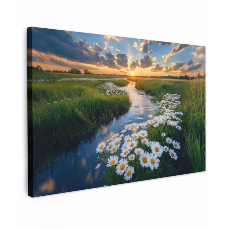Canvas schilderij - Beekje - Landschap - Margriet — 1