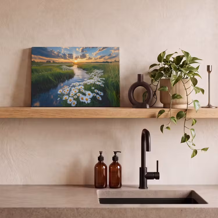 Canvas schilderij - Beekje - Landschap - Margriet — 3