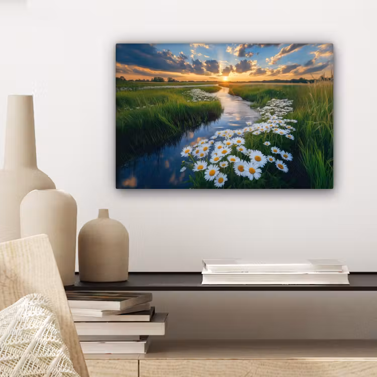 Canvas schilderij - Beekje - Landschap - Margriet — 5