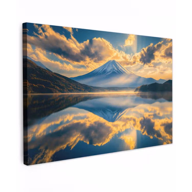 Canvas schilderij - Berg - Rivier - Zonsondergang — 1