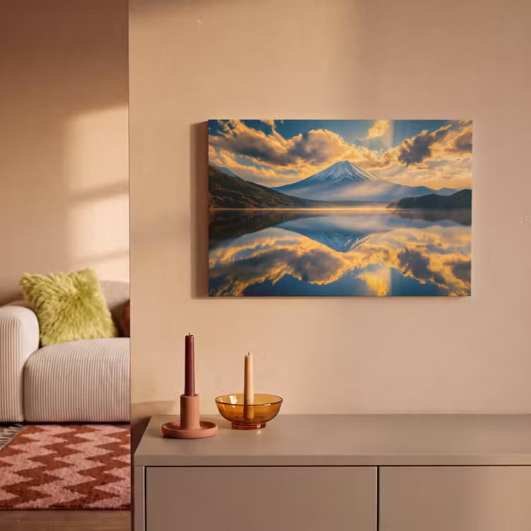 Canvas schilderij - Berg - Rivier - Zonsondergang — 2