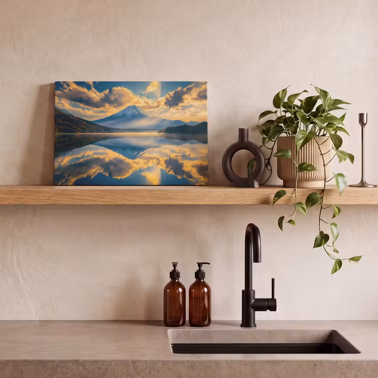Canvas schilderij - Berg - Rivier - Zonsondergang — 3