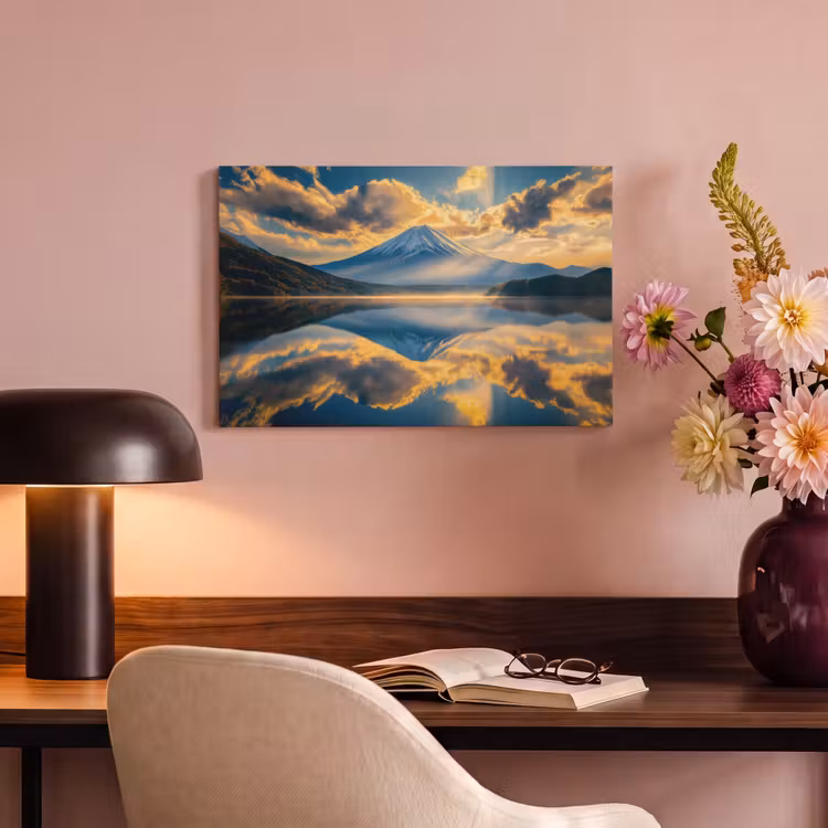 Canvas schilderij - Berg - Rivier - Zonsondergang — 4