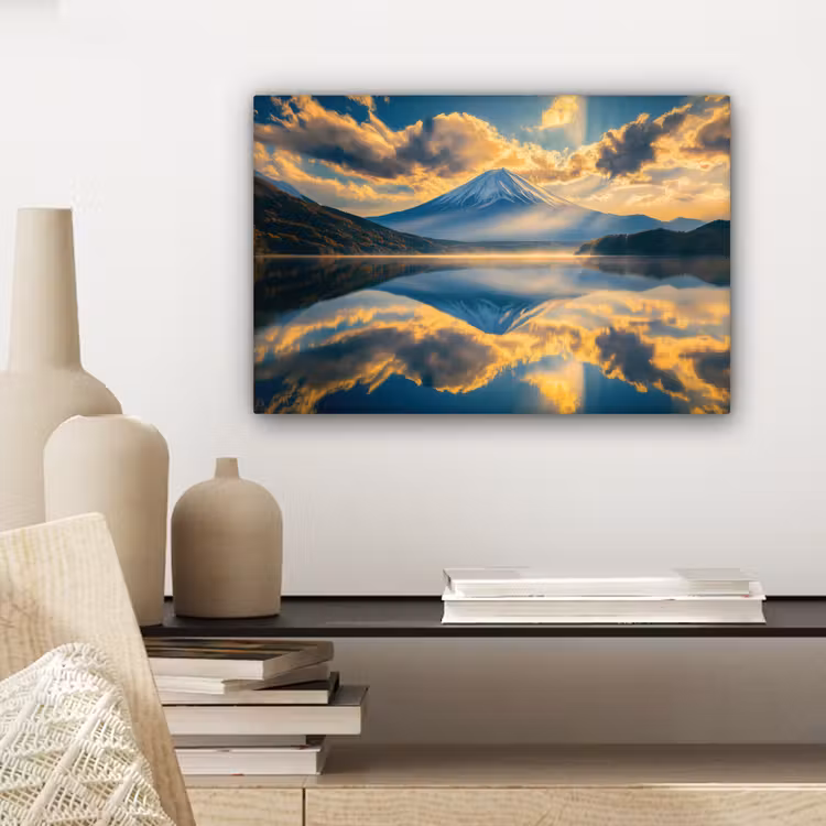 Canvas schilderij - Berg - Rivier - Zonsondergang — 5