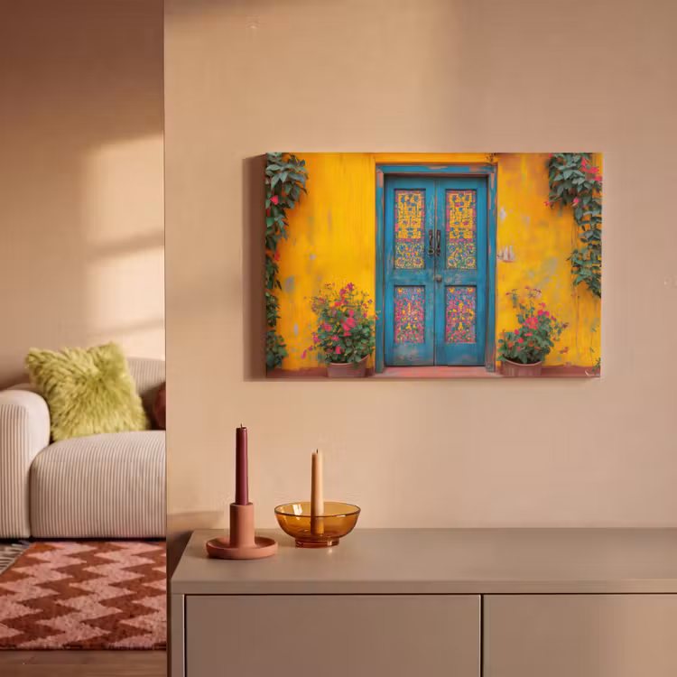 Canvas schilderij - Deuren - Kleurrijk - Planten — 2