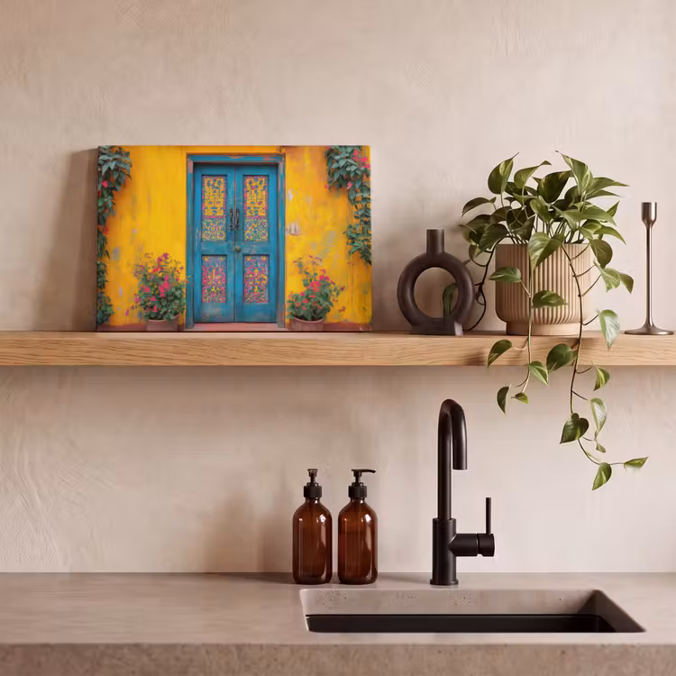 Canvas schilderij - Deuren - Kleurrijk - Planten — 3