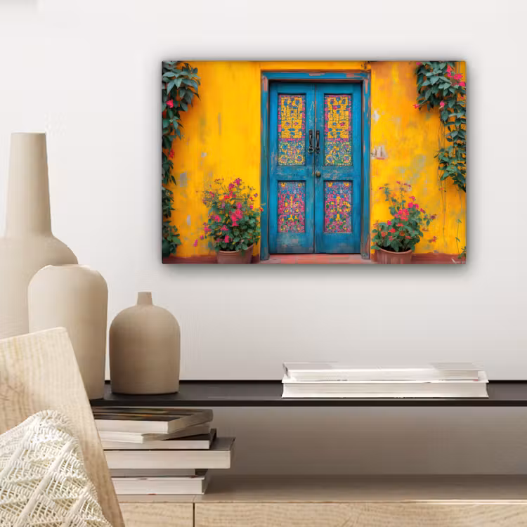 Canvas schilderij - Deuren - Kleurrijk - Planten — 5