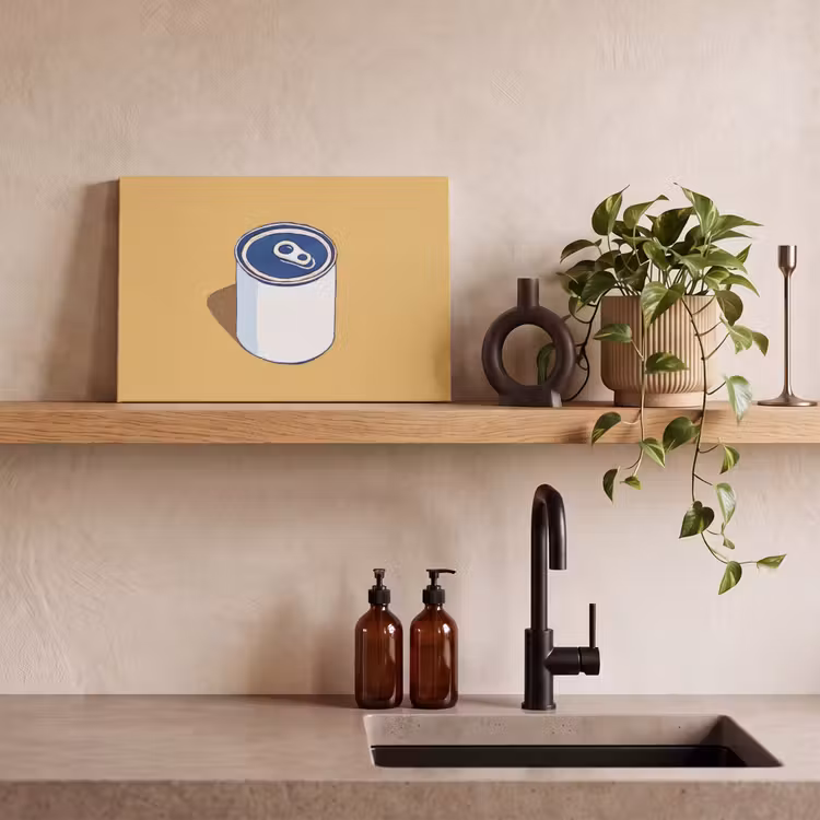 Canvas schilderij - Blikje - Minimalistisch - Blauw - Illustratie — 3