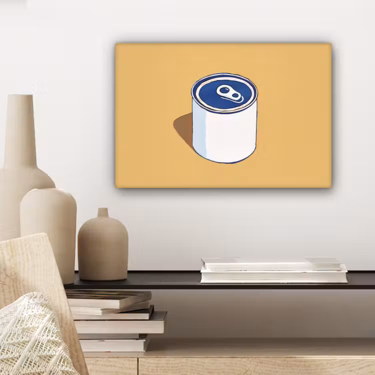 Canvas schilderij - Blikje - Minimalistisch - Blauw - Illustratie — 5
