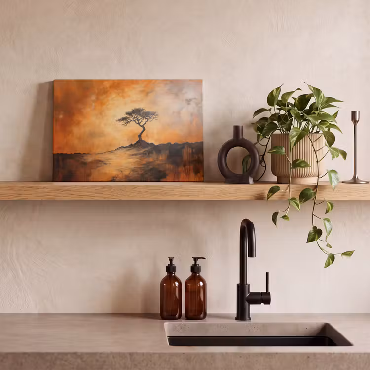 Canvas schilderij - Boom - Landschap - Oranje — 3