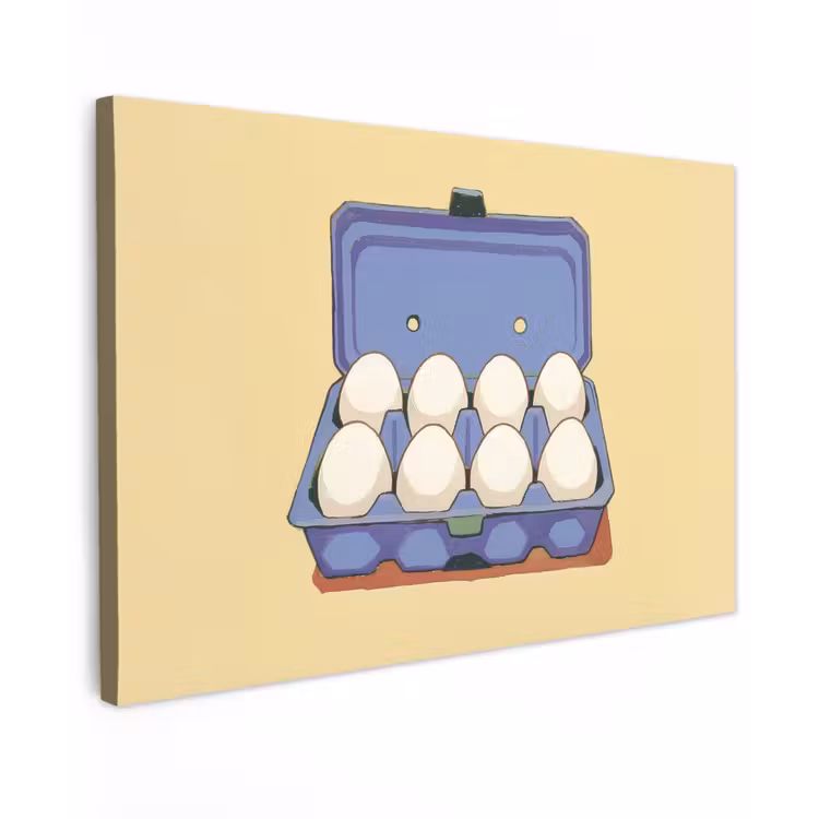 Canvas schilderij - Eieren - Doos - Minimalistisch - Blauw — 1