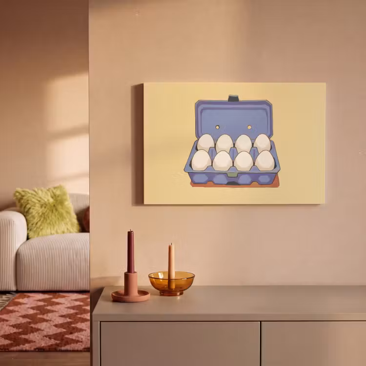 Canvas schilderij - Eieren - Doos - Minimalistisch - Blauw — 2