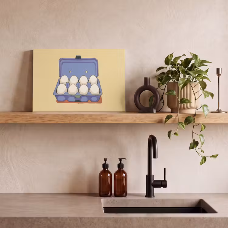 Canvas schilderij - Eieren - Doos - Minimalistisch - Blauw — 3