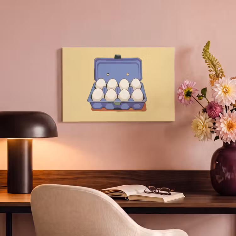 Canvas schilderij - Eieren - Doos - Minimalistisch - Blauw — 4