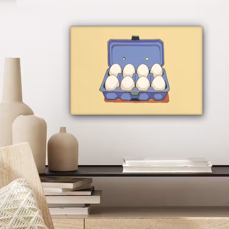 Canvas schilderij - Eieren - Doos - Minimalistisch - Blauw — 5