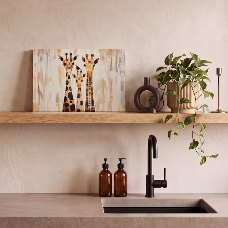 Canvas schilderij - Giraffen - Cartoon - Crème — 3