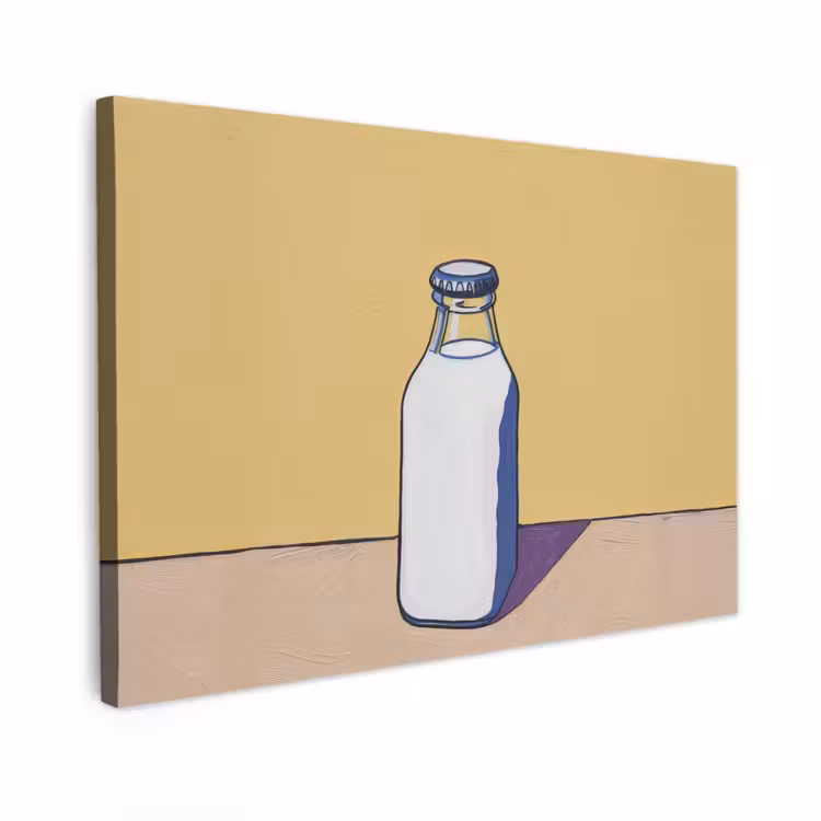 Canvas schilderij - Glazen - Fles - Illustratie - Melk — 1