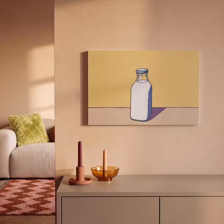 Canvas schilderij - Glazen - Fles - Illustratie - Melk — 2