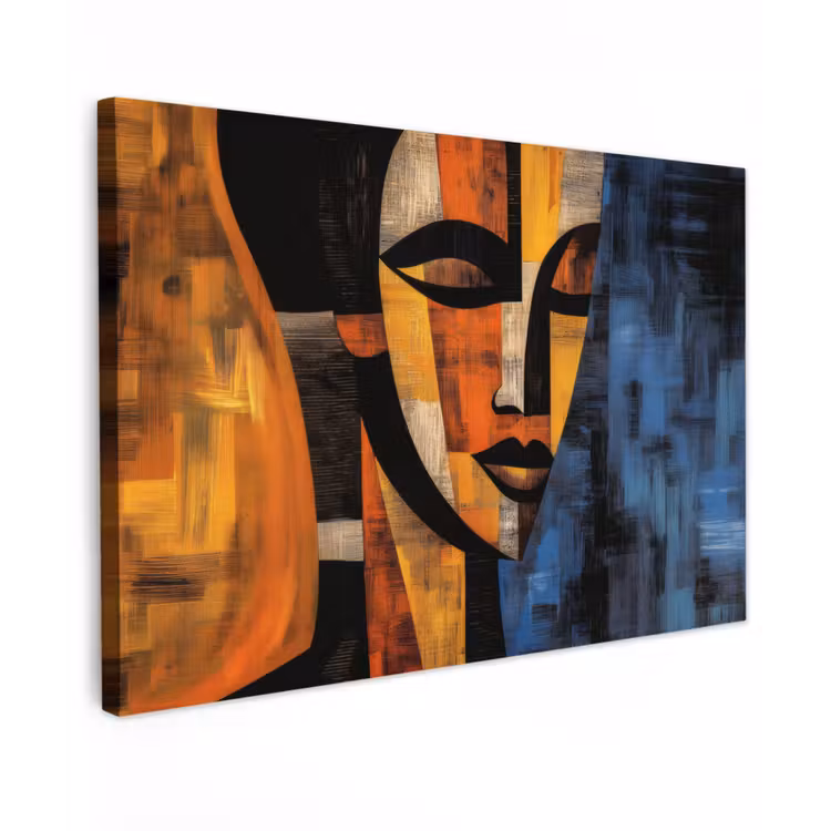 Canvas schilderij - Abstract - Portret - Kleurvakken — 1