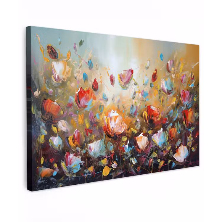 Canvas schilderij - Bloemen - Kunst - Natuur - Olieverf — 1