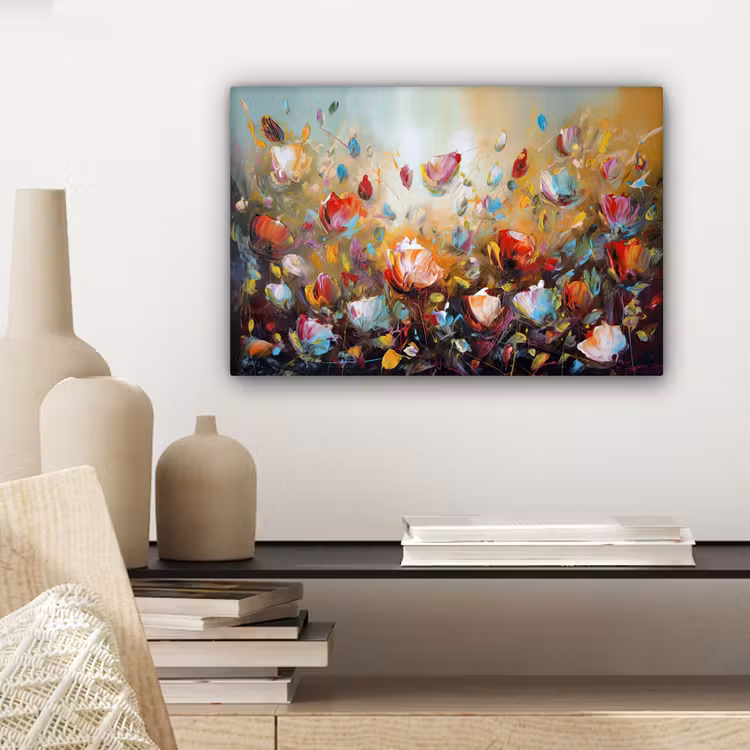 Canvas schilderij - Bloemen - Kunst - Natuur - Olieverf — 5