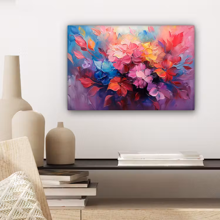 Canvas schilderij - Bloemen - Roze - Watercolor - Kunst — 5