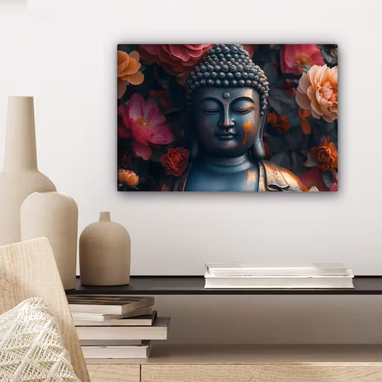 Canvas schilderij - Boeddha - Bloemen - Buddha - Beeld - Kunst — 5