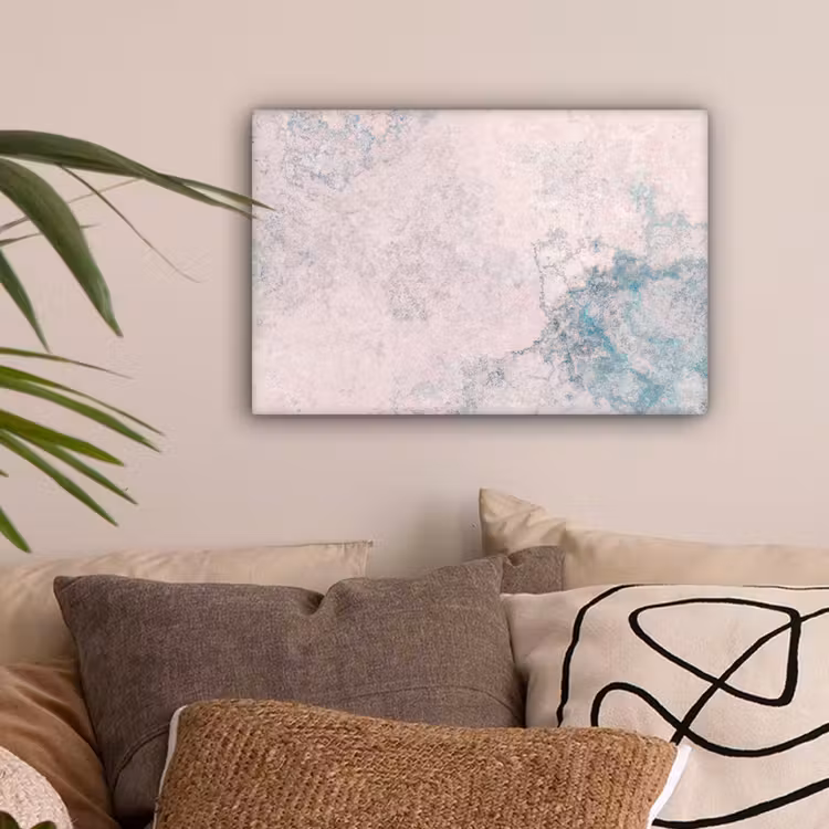 Canvas schilderij - Cement - Beton - Retro - Industrieel - Wit - Blauw — 2