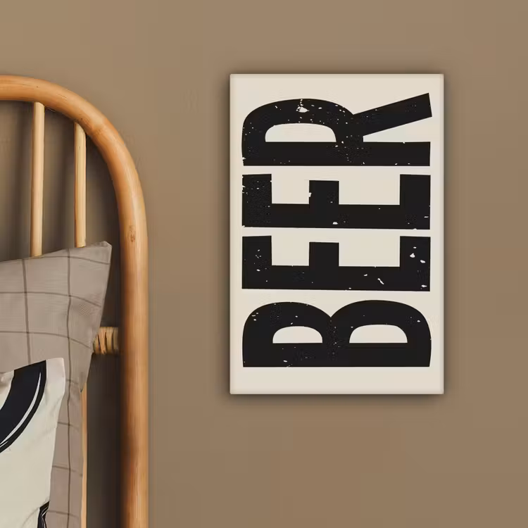 Canvas schilderij - Beer - Vintage - Zwart - Beige — 3
