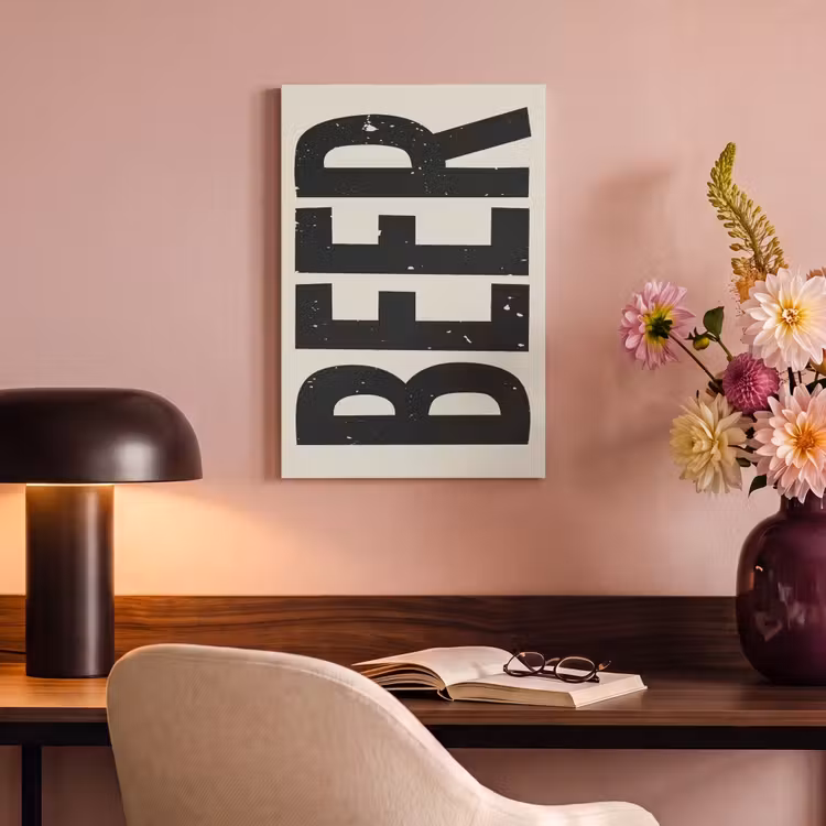 Canvas schilderij - Beer - Vintage - Zwart - Beige — 4