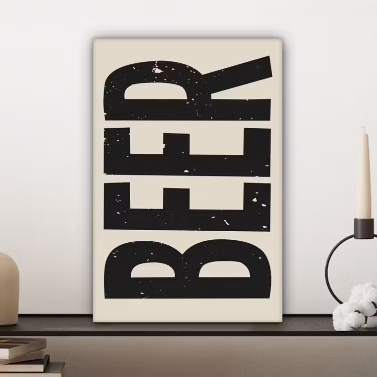 Canvas schilderij - Beer - Vintage - Zwart - Beige — 5