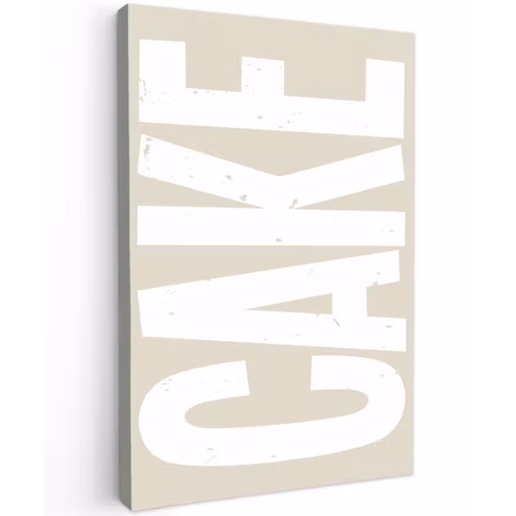 Canvas schilderij - Cake - Woord - Japandi - Wit — 1