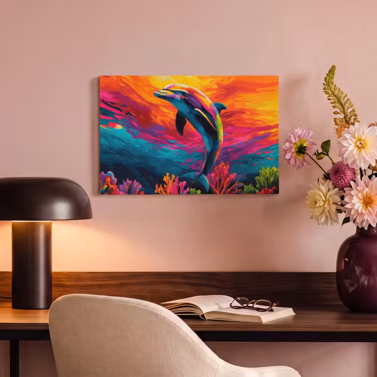 Canvas schilderij - Dolfijn - Kleurrijk - Oceaan - Koraal — 4