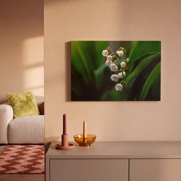 Canvas schilderij - Bloemen - Wit - Bladeren - Lelietjes — 2
