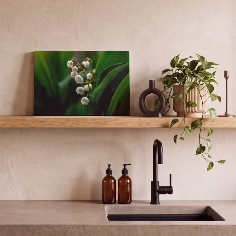Canvas schilderij - Bloemen - Wit - Bladeren - Lelietjes — 3