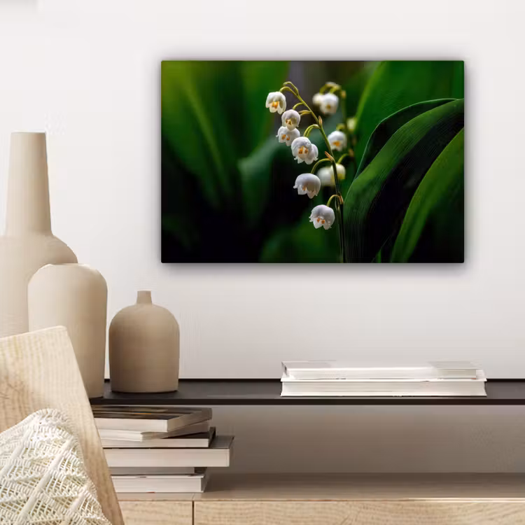 Canvas schilderij - Bloemen - Wit - Bladeren - Lelietjes — 5