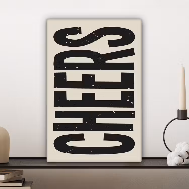 Canvas schilderij - Cheers - Japandi - Zwart - Letters — 5