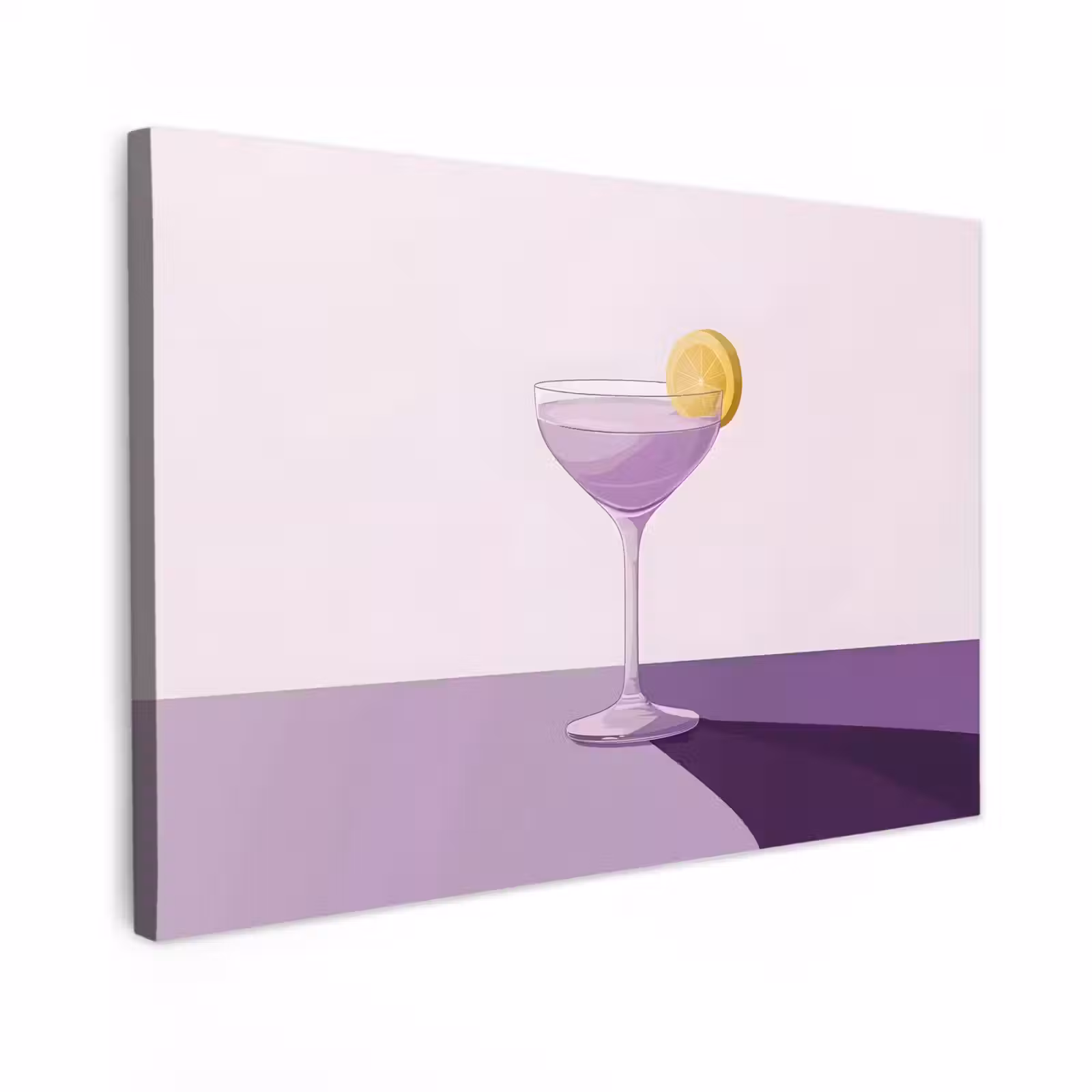 Canvas schilderij - Cocktail - Paars - Minimalistisch - Citroen — 1