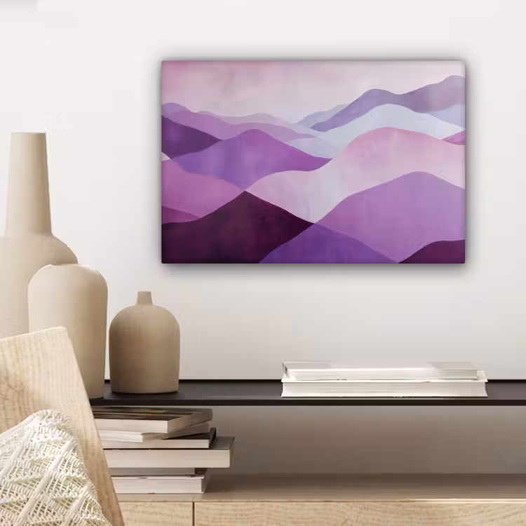 Canvas schilderij - Abstract - Heuvels - Landschap - Paars — 5