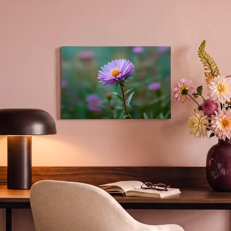 Canvas schilderij - Aster - Paars - Bloem - Blaadjes — 4