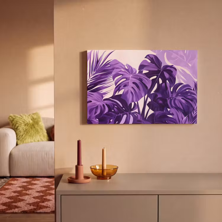 Canvas schilderij - Bladeren - Paars - Tropisch - Abstract — 2