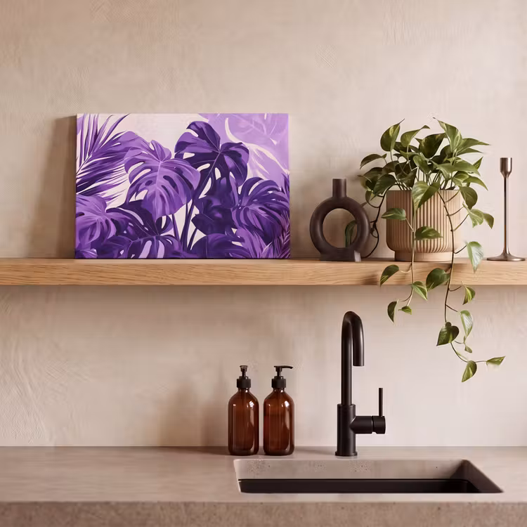Canvas schilderij - Bladeren - Paars - Tropisch - Abstract — 3