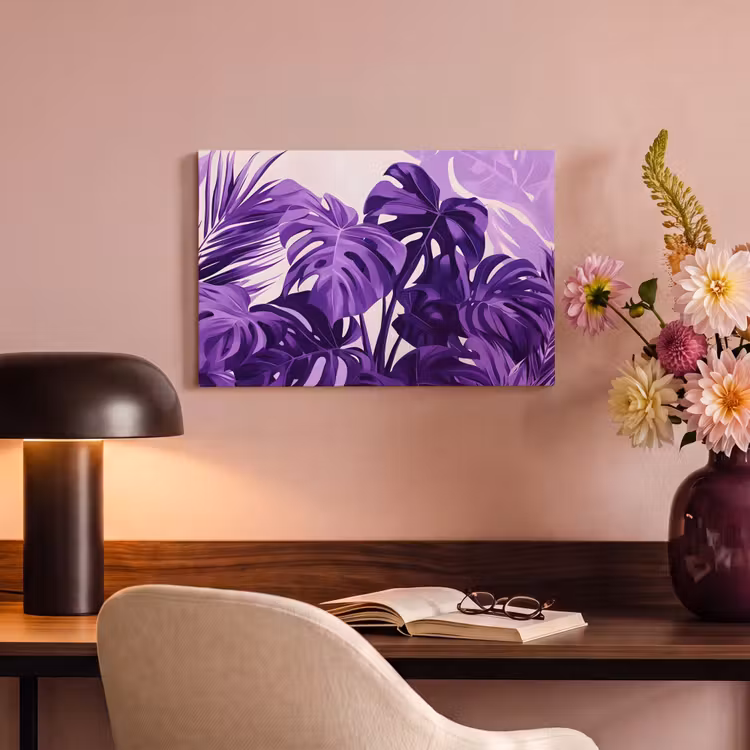 Canvas schilderij - Bladeren - Paars - Tropisch - Abstract — 4