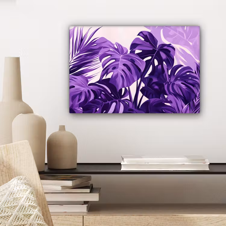 Canvas schilderij - Bladeren - Paars - Tropisch - Abstract — 5