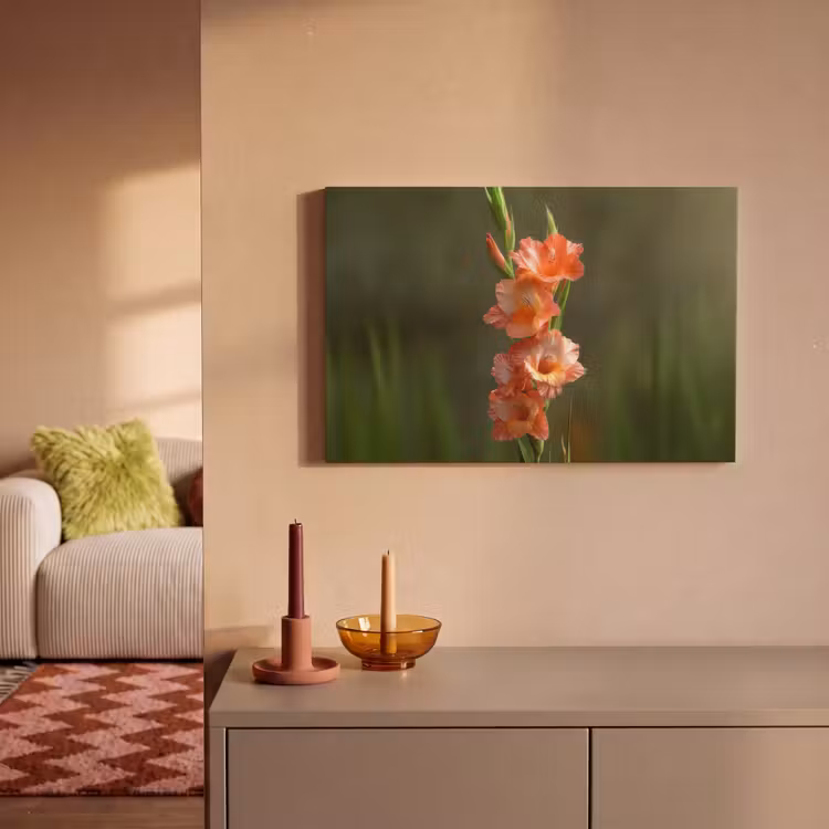 Canvas schilderij - Bloem - Gladiolen - Zalmroze — 2